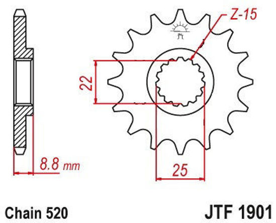 Obrazek JTF1901,13 JT Zębatka przednia 1901 13 zębów JTF1901.13 KTM SX/EXC 91-22