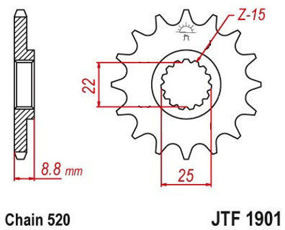 Obrazek JTF1901,12 JT Zębatka przednia 1901 12 zębów JTF1901.12 KTM SX/EXC 91-22