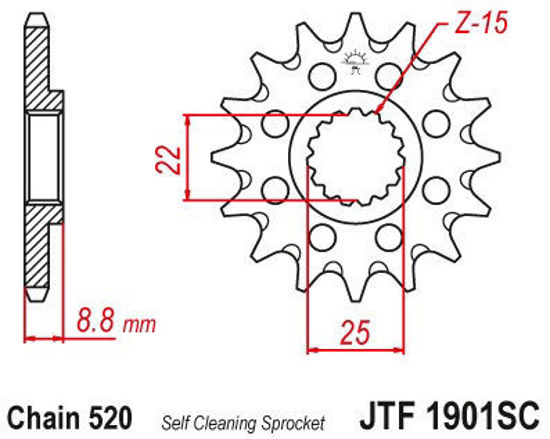 Obrazek JTF1901,13SC JT Zębatka przednia samoczyszcząca 1901 13 zębów JTF1901.13SC KTM SX/EXC 91-22