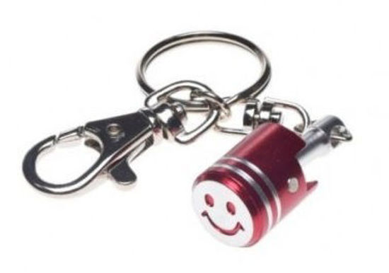 Obrazek Brelok do kluczy tłok metalowy czerwony breloczek zawieszka do kluczy