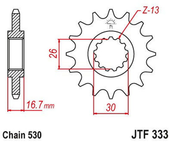 Obrazek JTF333,16 JT Zębatka przednia 333 16 zębów JTF333.16