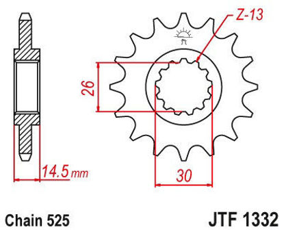 Obrazek JTF1332,16 JT Zębatka przednia 1332 16 zębów JTF1332.16