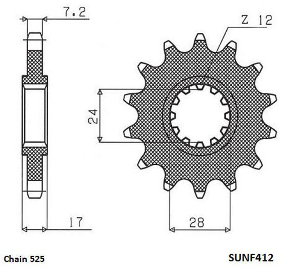 Obrazek SUNF412-15 Sunstar zębatka przednia 15 zębów SUNF412-15 (JTF1371,15)