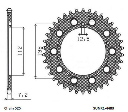 Obrazek SUNR1-4483-42 Sunstar Zębatka stalowa tylna 42 zęby (JTR1304,42)