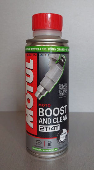 Obrazek Boost and Clean Moto 2T 4T Motul 200 ml Dodatek do benzyny, do czyszczenia układu paliwowego
