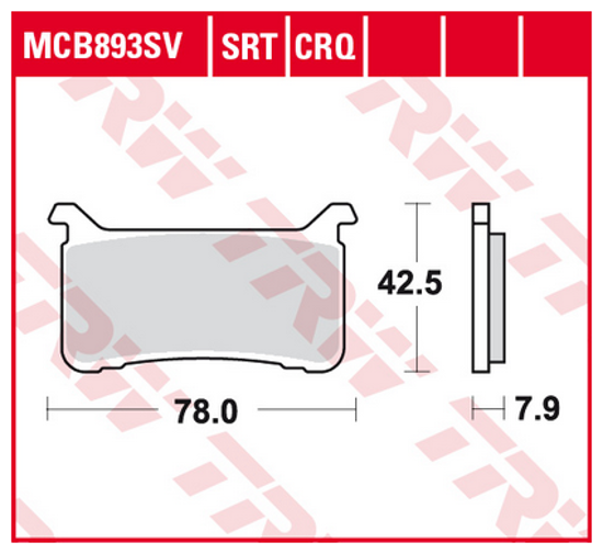 Obrazek MCB893SV TRW Klocki hamulcowe HONDA CB 1000 R 18-19, CB 1100R 17-19, CBR 1000 R FIREBLADE 17-19, VFR 800 17-19 Sinter Street